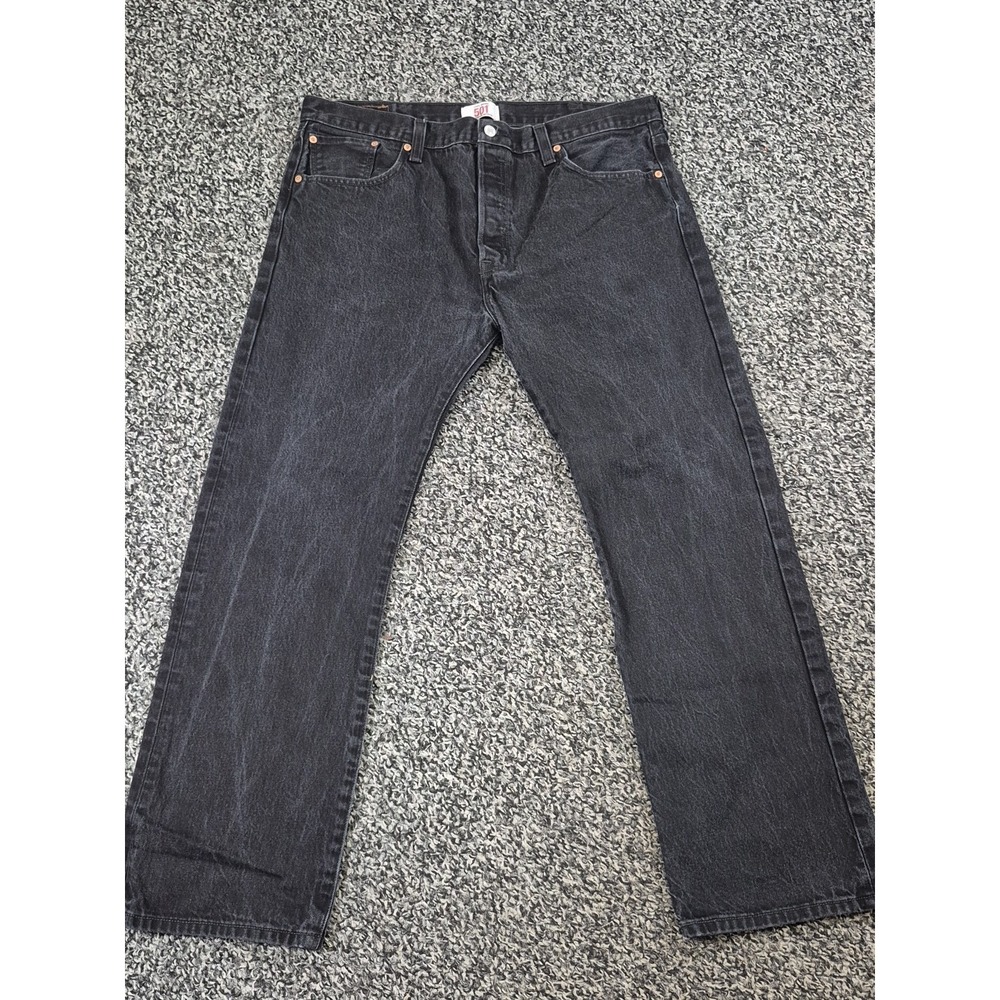 Men's Levi's 501 Straight Original‎ Fit Button Fly Black 100% Cotton Jeans 40x32